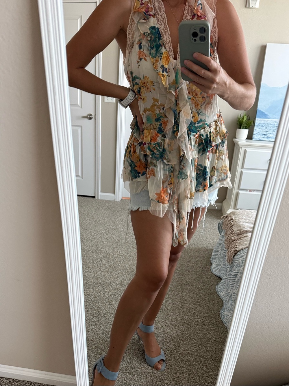 NWT Anthropologie Sleeveless Trailing Ruffle Blouse, size S